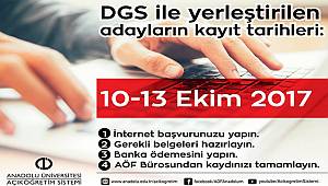 DGS Kayıtları 10 Ekim 2017 Salı başlıyor