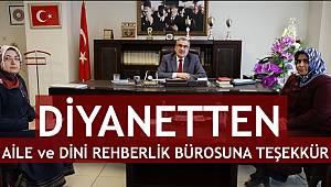 Diyanetten Aile ve Dini Rehberlik Bürosuna Teşekkür