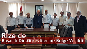 Rize de Başarılı Din Görevlilerine Belge Verildi 