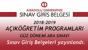 AOF Güz Dönemi Ara Sınav giriş Yerleri belli oldu.