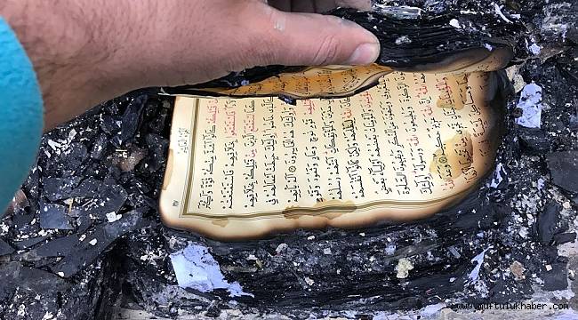 Yanan lojmanda Kur'an-ı Kerim zarar görmedi