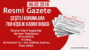 Diyanet'e 96 kişilik kadro ihdası