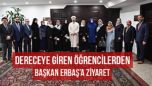 Dereceye giren öğrencilerden Başkan Erbaş'a ziyaret