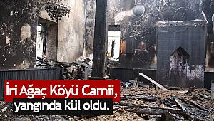 İri Ağaç Köyü Camii, yangında kül oldu.