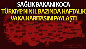 Sağlık Bakanı Koca, Türkiye'nin il bazında haftalık vaka haritasını paylaştı