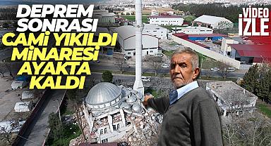 Cami yıkıldı minare ayakta kaldı