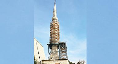 Ayasofya minaresinde çalışma başladı