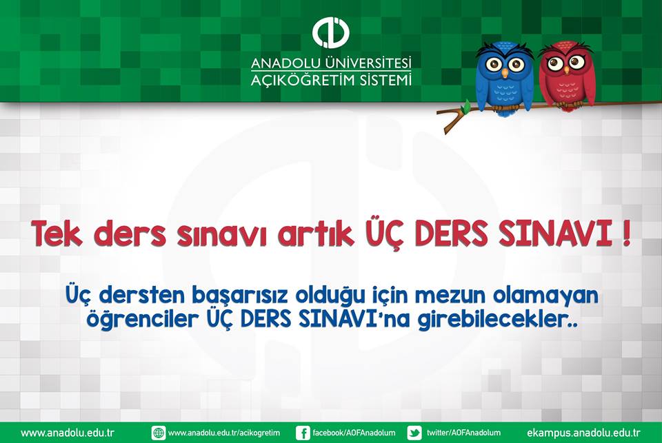 Tek ders sınavları üç derse çıktı..
