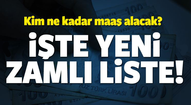 Kim ne kadar maaş alacak? İşte zamlı liste