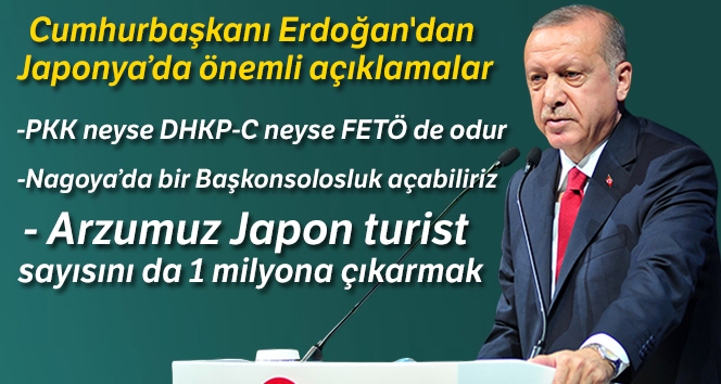 Cumhurbaşkanı Erdoğan Japonya’da Türk vatandaşlarıyla bir araya geldi