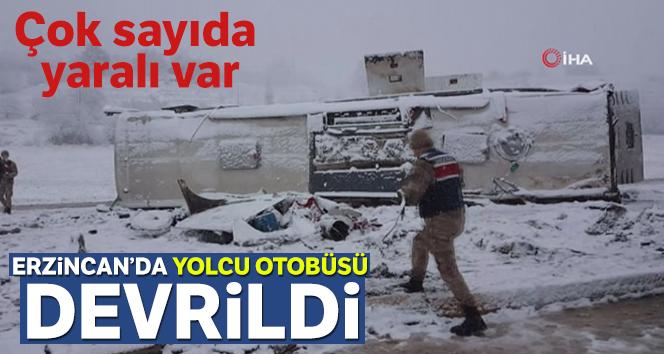 Erzincan’da yolcu otobüsü devrildi: 46 yaralı