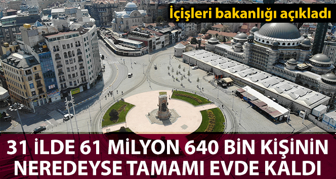 İçişleri Bakanlığı: '31 ilimizde toplam 63 milyon 640 bin vatandaşımızın neredeyse tamamı evlerinde kaldı'