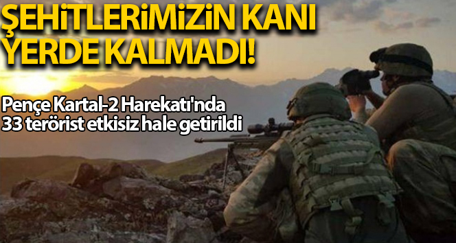 Şehitlerimizin kanı yerde kalmadı! Pençe Kartal-2 Harekatı'nda 33 terörist etkisiz hale getirildi