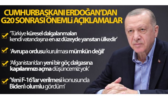 Cumhurbaşkanı Erdoğan'dan G20 zirvesi sonrası açıklama