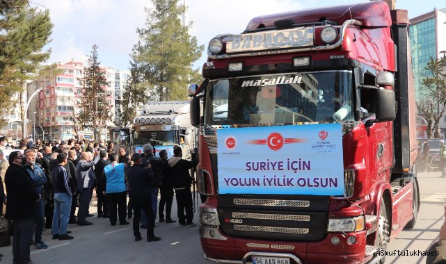 Siirt ve Amasya’dan Suriye’ye 7 tır yardım 
