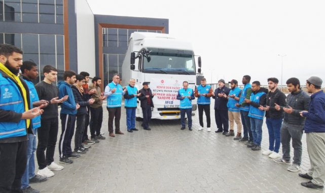 Konyalı hayırseverlerin desteğiyle hazırlanan yardım tırı dualarla Hatay’a uğurlandı