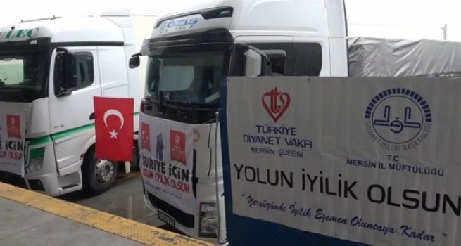 Mersin'den İdlib ve Azez'e 7 tır yardım gönderildi