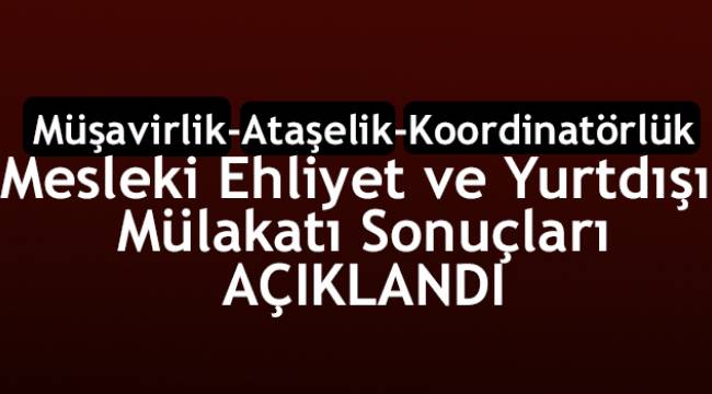  Müşavirlik/Ataşelik/Koordinatörlük  Mülakatı Sonuçları