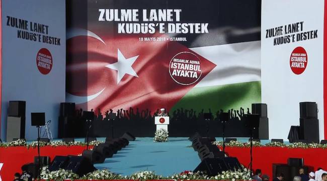 Başkanı Erbaş"Zulme Lanet Kudüs'e Destek" mitinginde