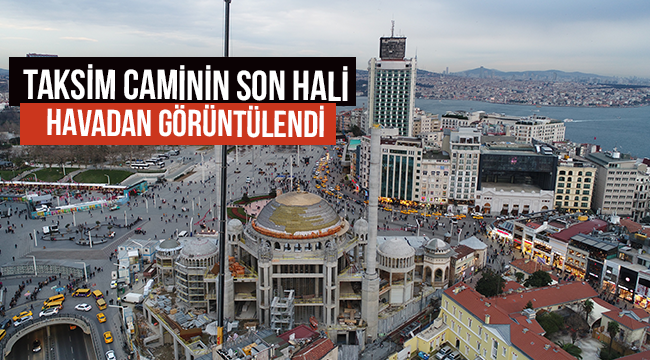 Taksim Camii'nin minaresinin külahı yerleştirildi
