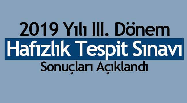 Hafızlık Tespit Sınavı Sonuçları Açıklandı