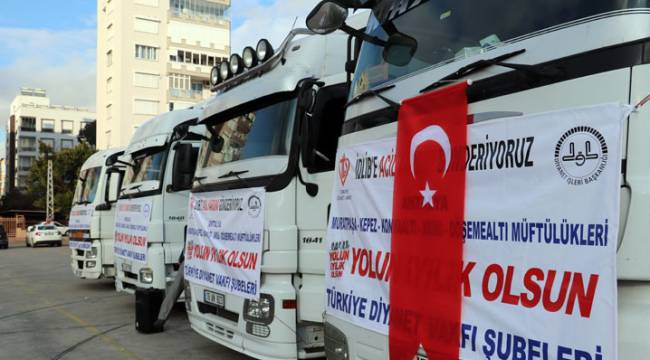 Yardım tırları Elazığ ve İdlib için yola çıktı 