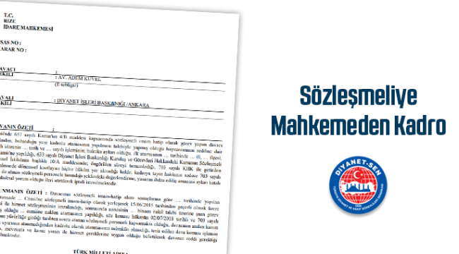 Sözleşmeliye Mahkemeden Kadro 