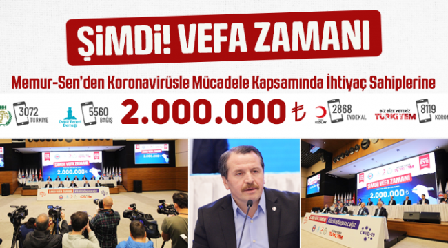 Memur-Sen’den İhtiyaç Sahiplerine 2 Milyon TL’lik Destek